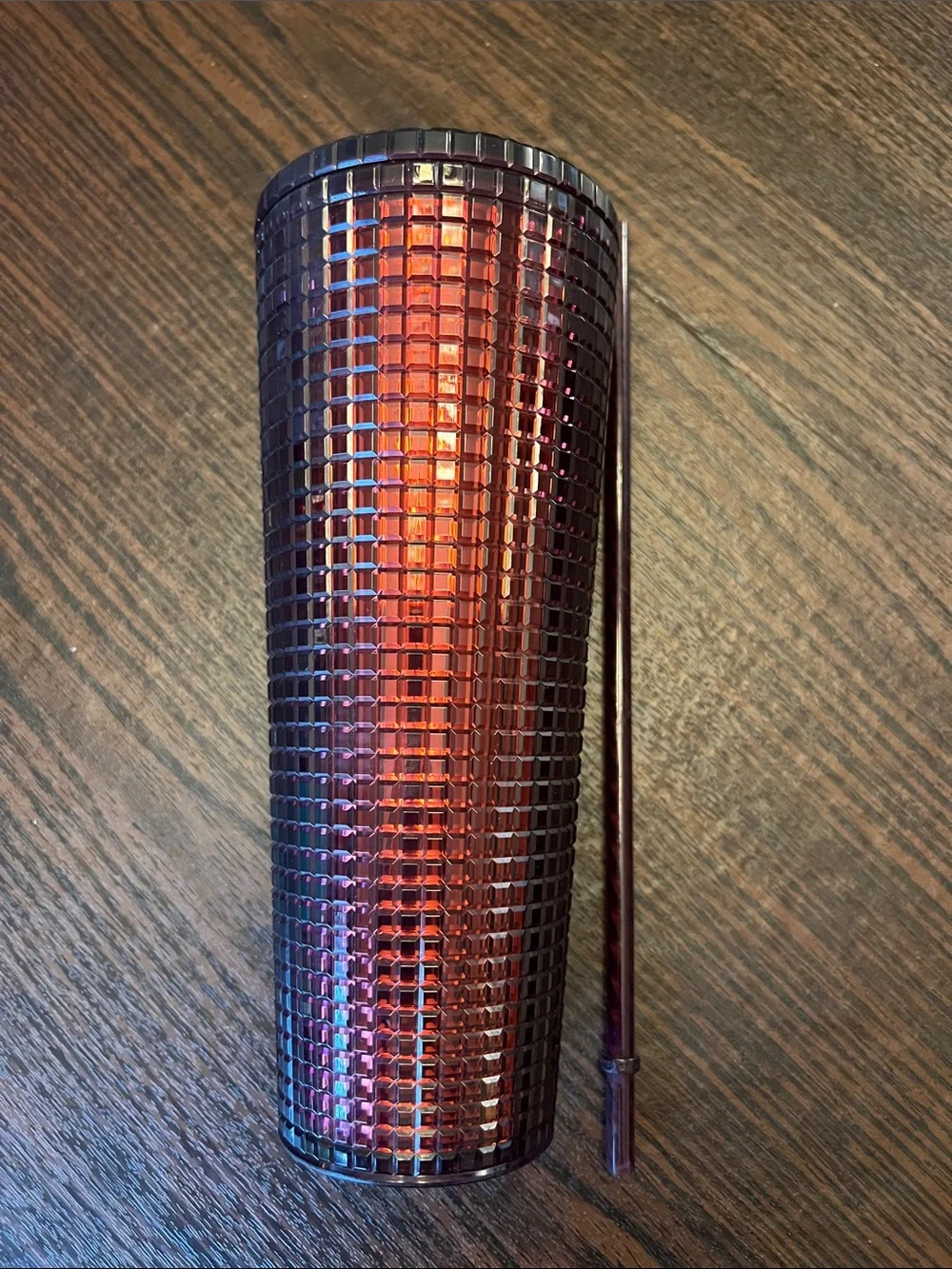 Starbucks Iridescent Burgundy Studded Tumbler with Matching Straw